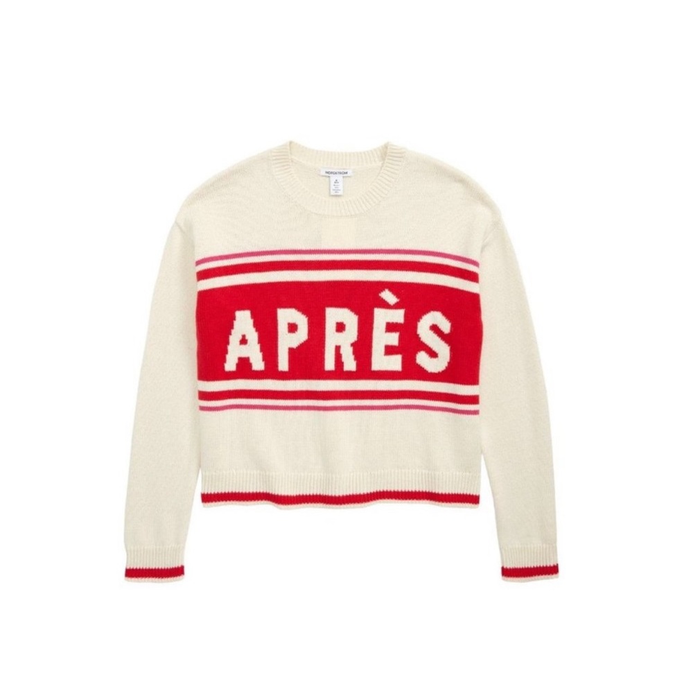 Nordstrom Apres Ski Crewneck Sweater in Ivory Egret - Kids XL (fits adult S/M)